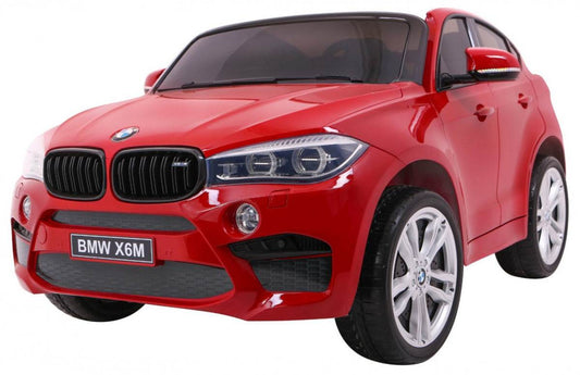Czerwony dziecięcy samochód elektryczny BMW X6M XXL dla dwóch dzieci z ekoskórą i pilotem zdalnego sterowania
