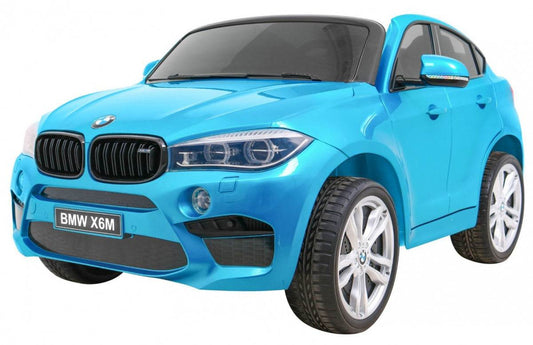 Niebieski dziecięcy BMW X6M SUV z LED, dwumiejscowy, z pilotem zdalnego sterowania