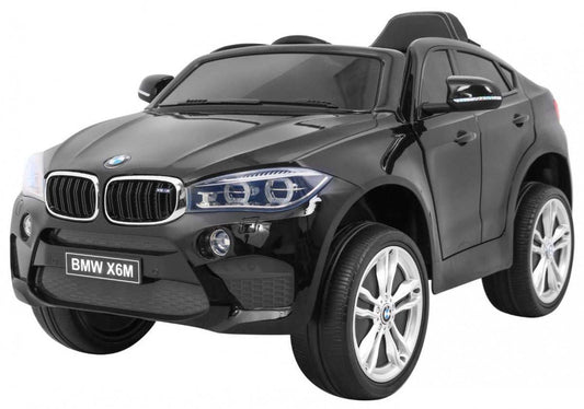 Czarne BMW X6M elektryczne autko dla dzieci SUV z pilotem zdalnego sterowania i LED światłami