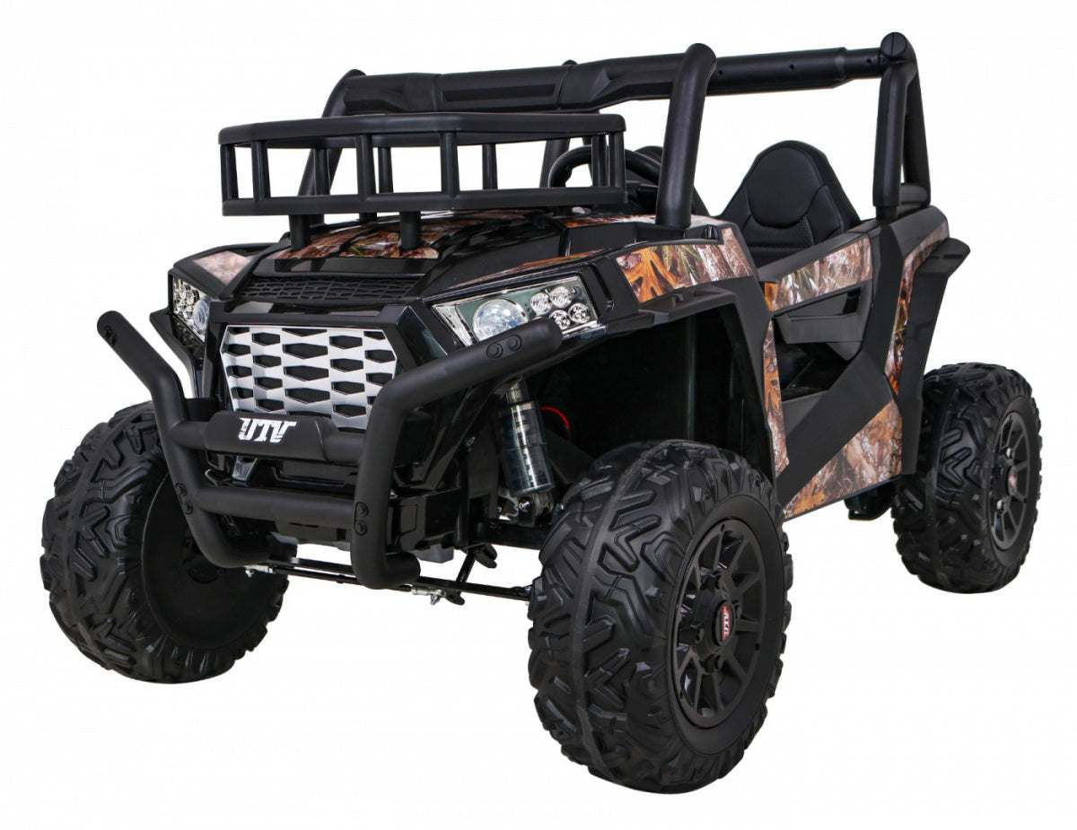 Czarny Buggy UTV terenówka dziecięca z pilotem, bagażnikiem, MP3 i LED-ami