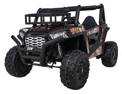 Czarny Buggy UTV terenówka dziecięca z pilotem, bagażnikiem, MP3 i LED-ami