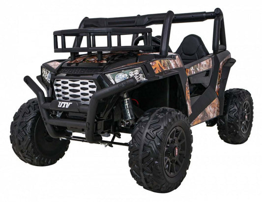 Czarny Buggy UTV terenówka dziecięca z pilotem, bagażnikiem, MP3 i LED-ami