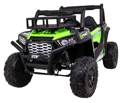 Zielony Buggy UTV terenówka dla dzieci z pilotem, LED i 2 silnikami 200W.
