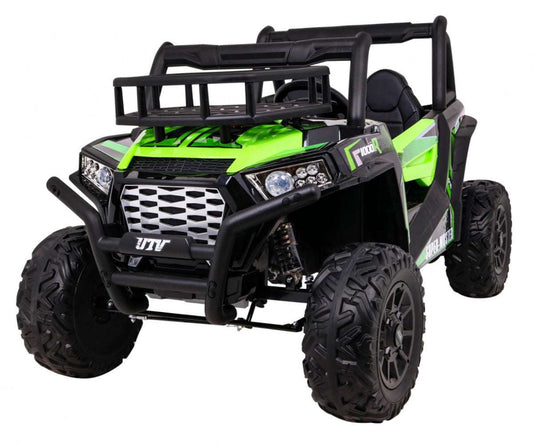 Zielony Buggy UTV terenówka dla dzieci z pilotem, LED i 2 silnikami 200W.