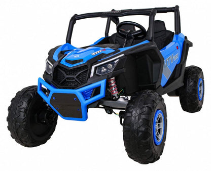 Niebieski Buggy UTV MX dla dzieci z napędem 4x4, pilotem, audio i LED
