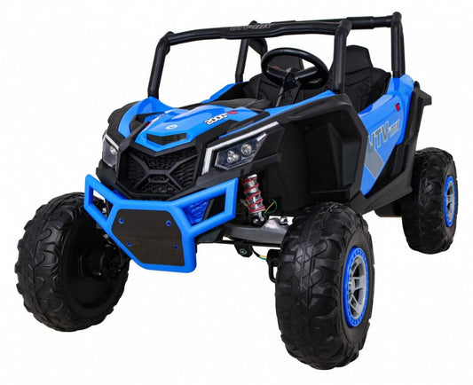 Niebieski Buggy UTV MX dla dzieci z napędem 4x4, pilotem, audio i LED
