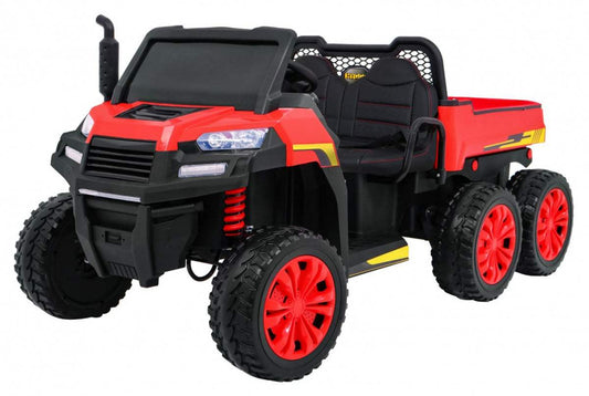 Autko Farmer Truck 4x4 czerwony elektryczny pojazd zabawkowy dla dwóch dzieci z LED i audio