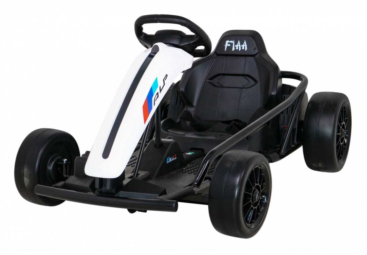 Gokart FX1 Drift Master dla dzieci z funkcją driftu i kołami EVA, biały akumulatorowy gokart dziecięcy.