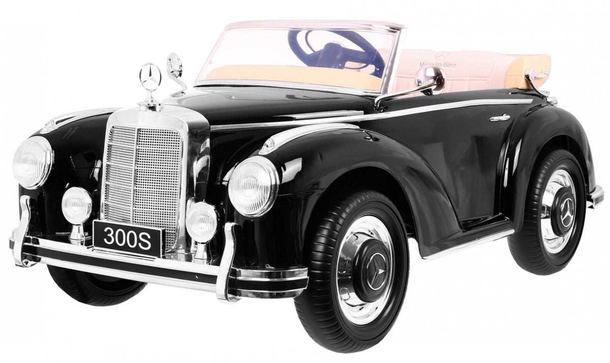Mercedes Benz 300S Retro czarny dziecięcy samochód na akumulator z pilotem LED i MP3