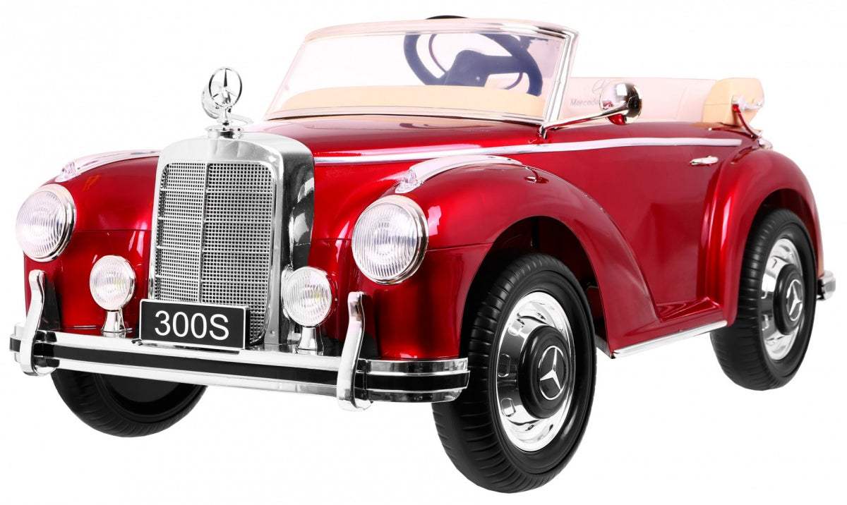 Czerwony elektryczny samochodzik dziecięcy Mercedes Benz 300S retro z pilotem LED i MP3