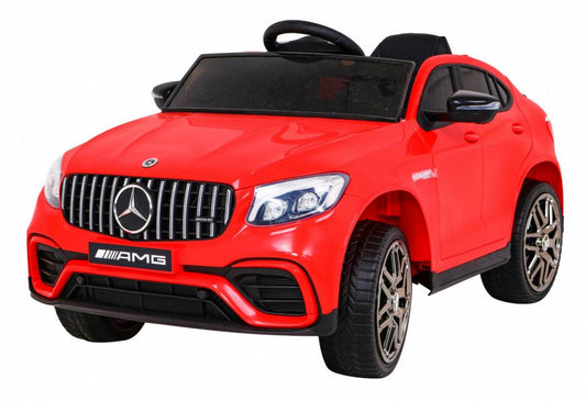 Red Mercedes Benz GLC63S electric toy SUV for kids with remote control and LED lights