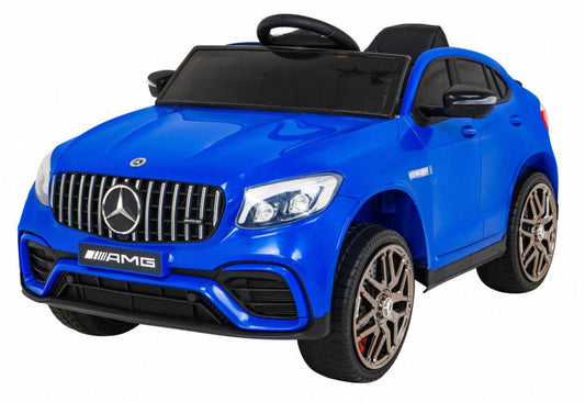 Niebieski samochód zabawkowy Mercedes Benz GLC63S dla dzieci z pilotem i LED światłami