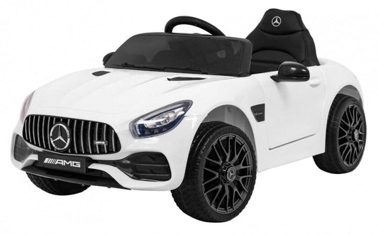 Biały dziecięcy samochód na akumulator Mercedes Benz GT z pilotem, LED i MP3