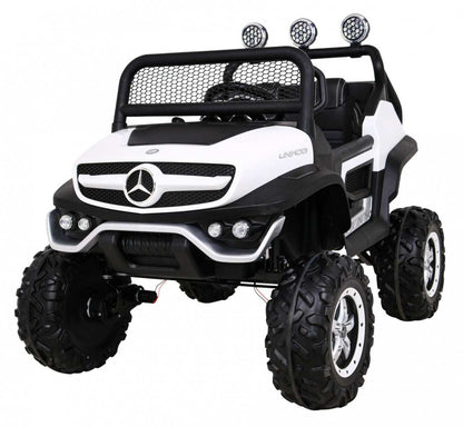 Mercedes Benz Unimog dziecięcy biały 4x4 elektryczny samochód z pilotem LED i MP3