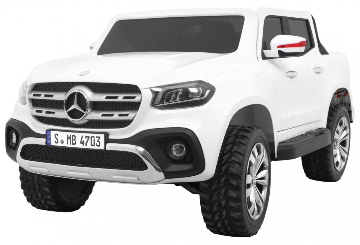Mercedes Benz X Class biały elektryczny pickup dla dzieci z napędem 4x4 i pilotem zdalnego sterowania