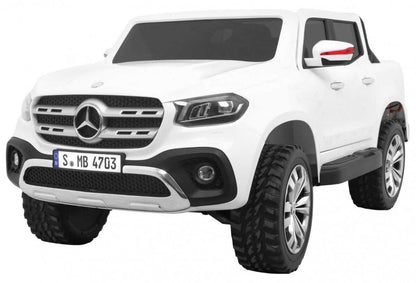 Mercedes Benz X Class biały elektryczny pickup dla dzieci z napędem 4x4 i pilotem zdalnego sterowania