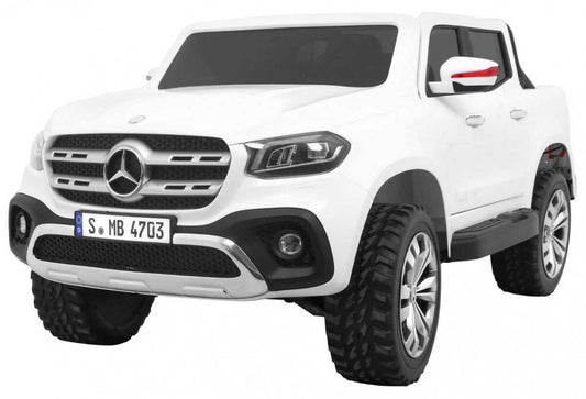 Mercedes Benz X Class biały elektryczny pickup dla dzieci z napędem 4x4 i pilotem zdalnego sterowania