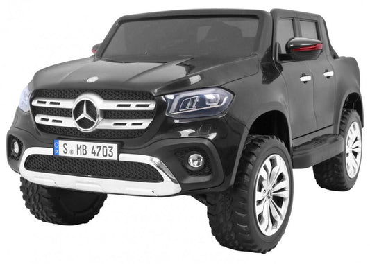Czarny elektryczny Mercedes Benz X Class dla dzieci z napędem 4x4 i pilotem zdalnego sterowania