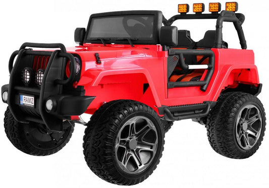 Czerwony Monster Jeep 4x4 dla dzieci z pilotem, LED, MP3 i regulowanym siedzeniem, terenowy pojazd dziecięcy