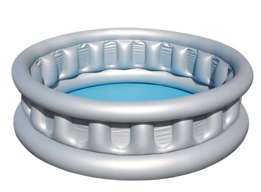 Inflatable silver Kosmiczna Kapsuła Bestway kids' pool with three air chambers and vinyl material