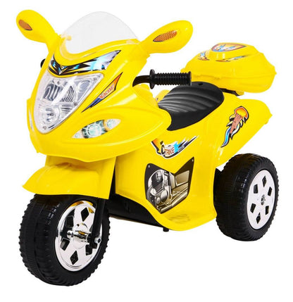 Motorek trójkołowy BJX-088 żółty dla dzieci z dźwiękami i światłami, elektryczny pojazd stabilny i bezpieczny.