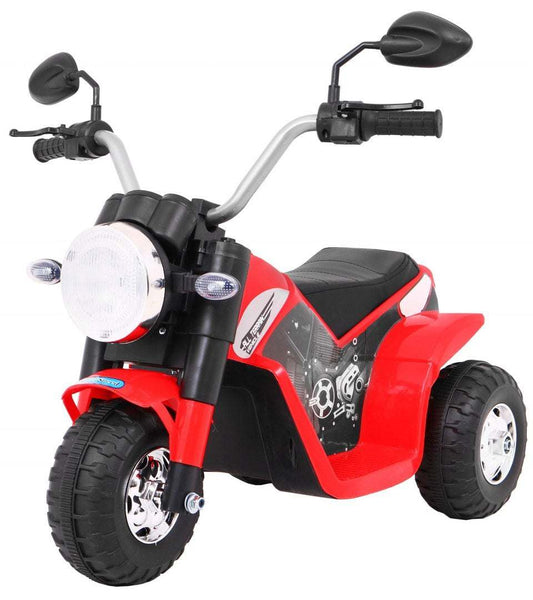 Czerwony Motorek MiniBike dla dzieci z dźwiękami silnika, LED i ekoskórzanym siedzeniem