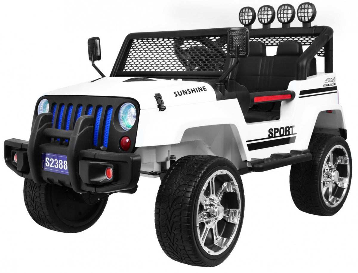 Biały dziecięcy terenowy pojazd Raptor Drifter 4x4 z LED, pilotem i amortyzatorami