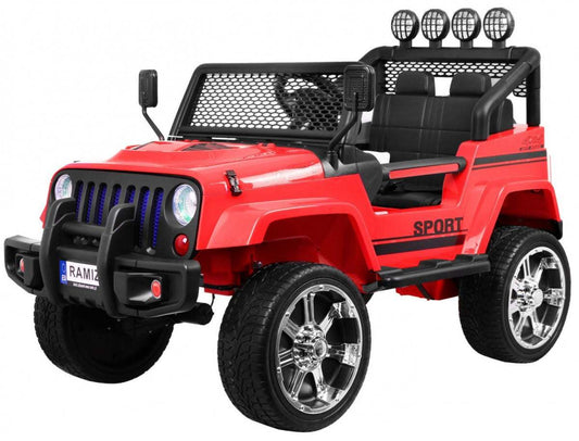 Czerwony Raptor Drifter autko terenowe 4x4 dla dzieci z pilotem, LED światłami i wygodnym siedzeniem