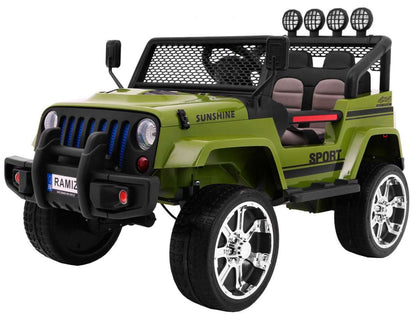 Zielone autko terenowe Raptor Drifter 4x4 dla dzieci z pilotem, światłami LED i funkcją MP3