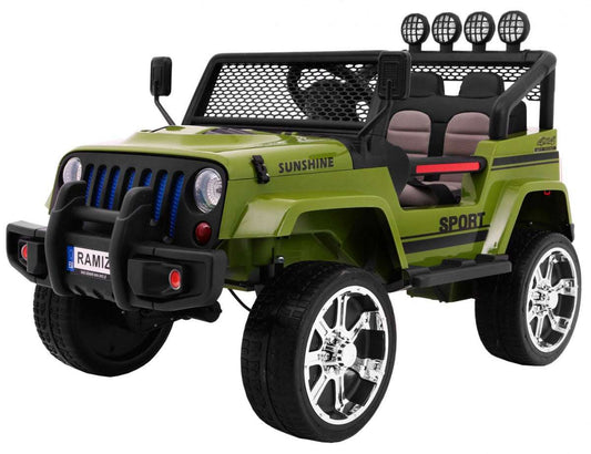 Zielone autko terenowe Raptor Drifter 4x4 dla dzieci z pilotem, światłami LED i funkcją MP3