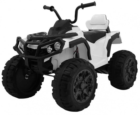 White Quad ATV 2.4GHz children's electric ride-on with EVA wheels and MP3 player