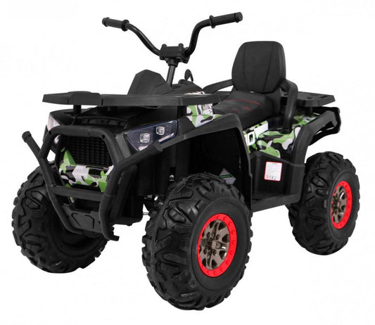 Pojazd Quad ATV Desert Moro zdalnie sterowany dla dzieci w kamuflażu, terenowy quad z miękkim siedzeniem i dużymi kołami terenowymi.