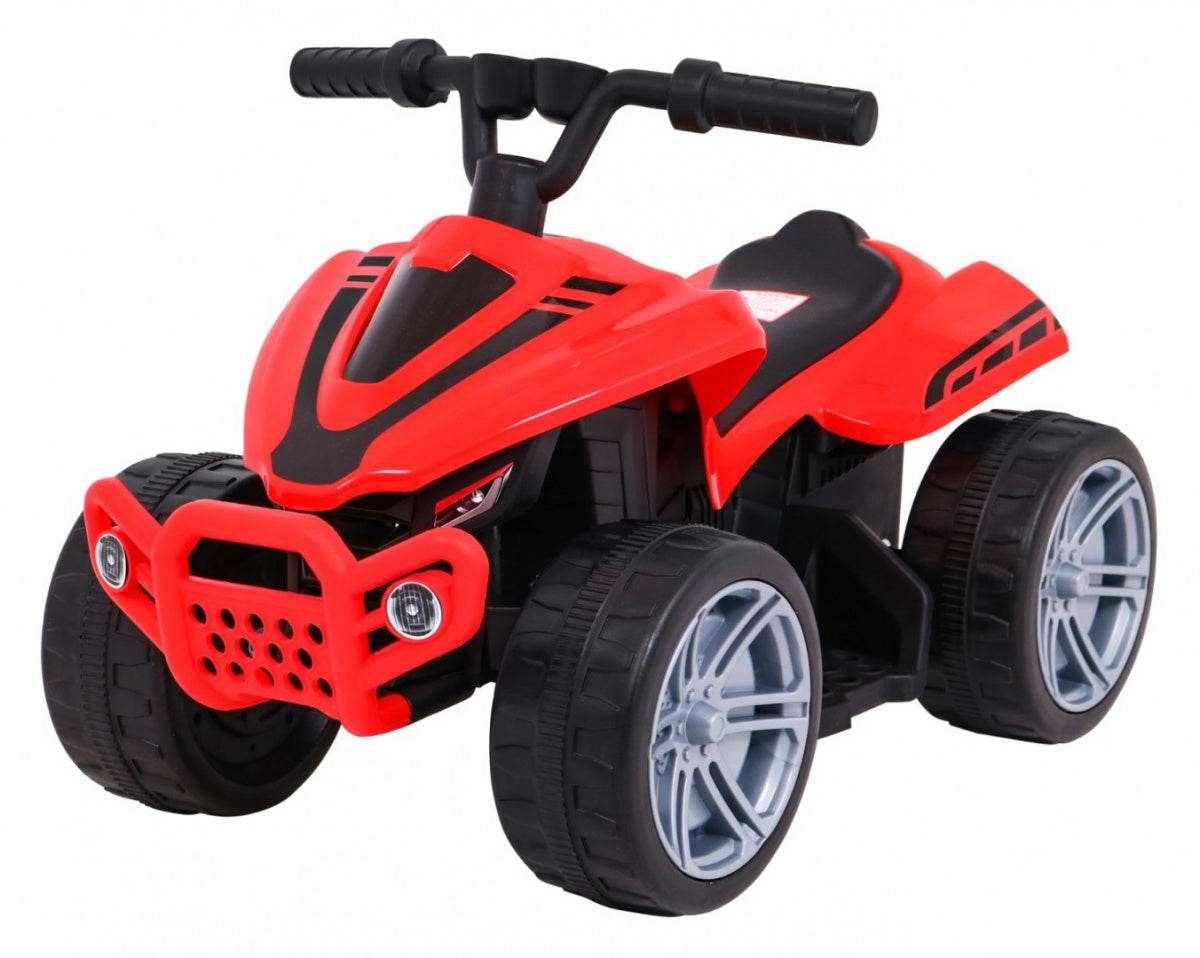 Red Quad Little Monster electric toy vehicle for toddlers with sturdy wheels and compact design