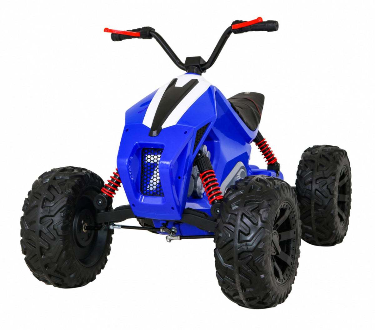 Niebieski Quad Lucky Seven na akumulator z miękkimi kołami EVA, LED i panelem MP3 dla dzieci