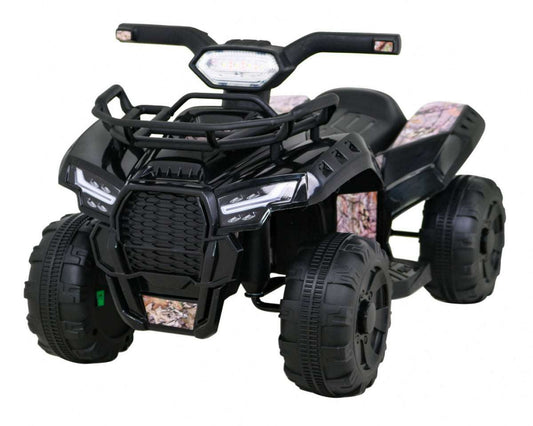 Czarny dziecięcy quad Storm z silnikiem 25W, MP3 USB i LED, 6V akumulator, bezpieczna zabawa na świeżym powietrzu