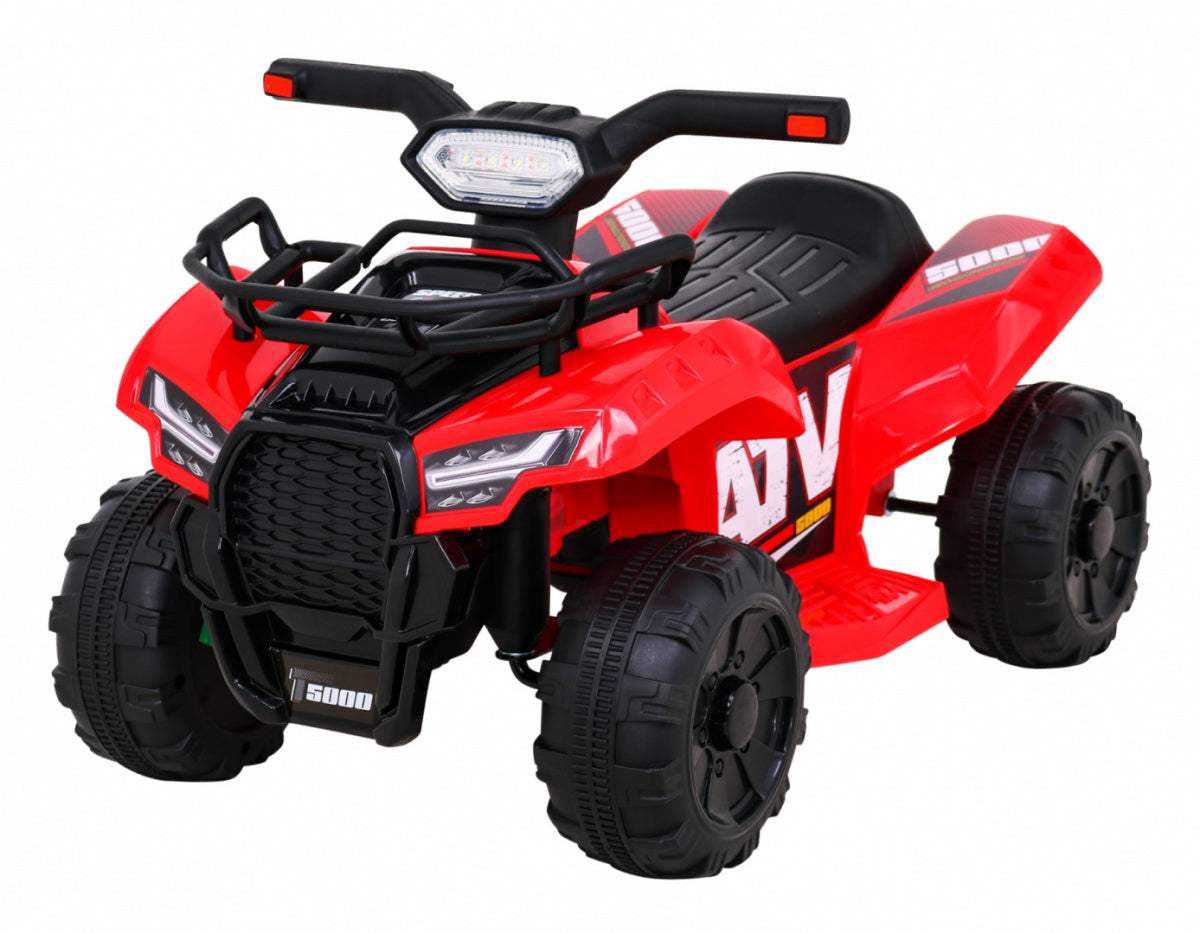 Czerwony elektryczny quad dla dzieci Quad Storm z silnikiem 25W, LED i MP3 USB panelem.