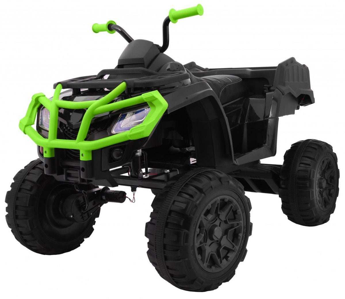 Czarno-zielony dziecięcy Quad XL ATV 4x4 na akumulator z pilotem, LED i audio