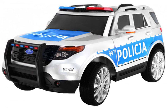 Dziecięce auto policyjne na akumulator z syreną i megafonem, realistyczny SUV z pilotem i efektami świetlnymi