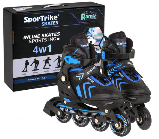 Zestaw 4w1 rolki dla dzieci z regulacją rozmiaru 39-43 niebieskie sport trike skates