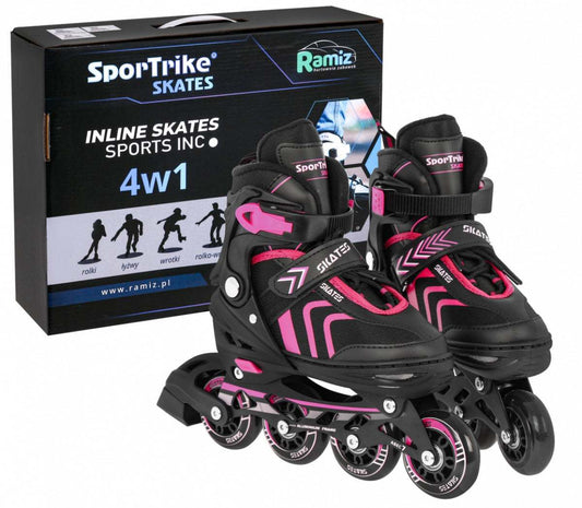 Zestaw 4w1 rolki dziecięce regulowane 39-43 różowe SportTrike Skates