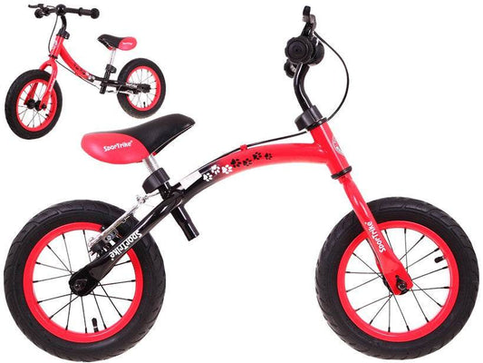 Czerwony rowerek biegowy Boomerang SporTrike dla dzieci 3-5 lat z regulowaną ramą i 12-calowymi kołami