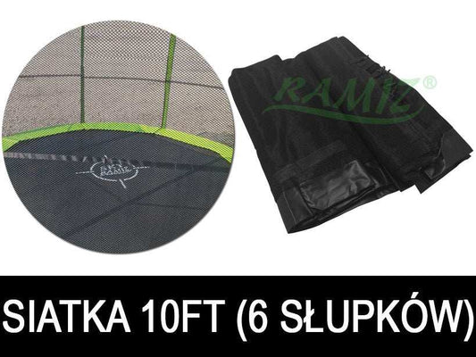 Siatka ochronna SkyRamiz do trampoliny 305 cm czarna wytrzymała z 6 tunelami na słupki