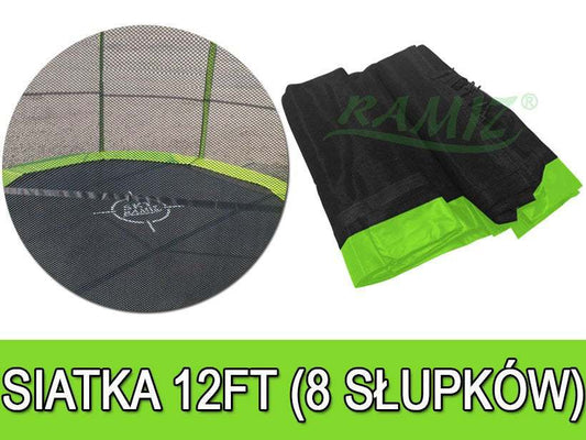 Siatka ochronna SkyRamiz zielona do trampoliny ogrodowej 12ft z 8 słupkami i wysoką wytrzymałością PE