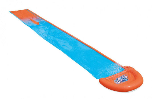Ślizg wodny dla dzieci 3+ Bestway pojedynczy tor 488 cm niebiesko-pomarańczowy z efektem rozprysku wody