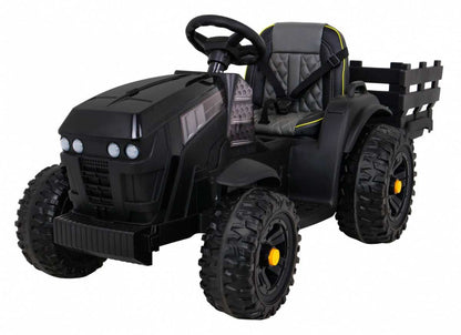 Czarny zdalnie sterowany Traktor Titanium Z z przyczepą dla dzieci z MP3 USB i dużymi kołami EVA