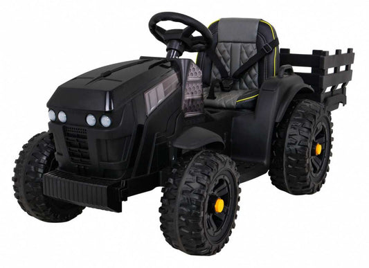 Czarny zdalnie sterowany Traktor Titanium Z z przyczepą dla dzieci z MP3 USB i dużymi kołami EVA