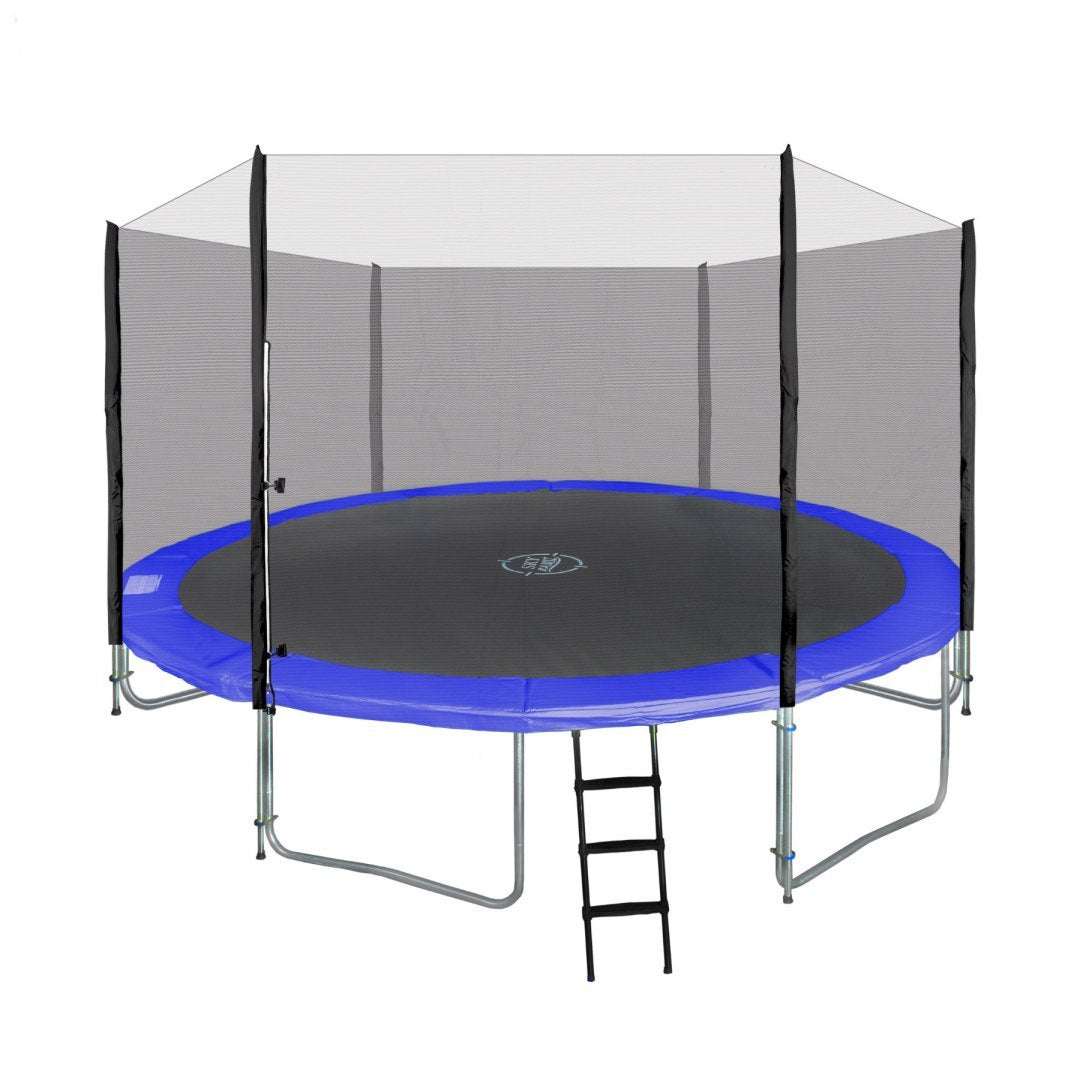 Trampolina ogrodowa SkyRamiz 366 cm niebieska z siatką ochronną i drabinką dla dzieci