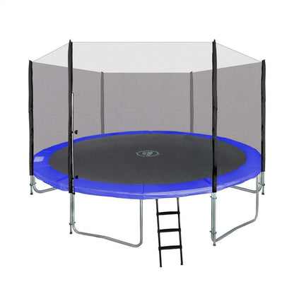 Trampolina ogrodowa SkyRamiz 366 cm niebieska z siatką ochronną i drabinką dla dzieci