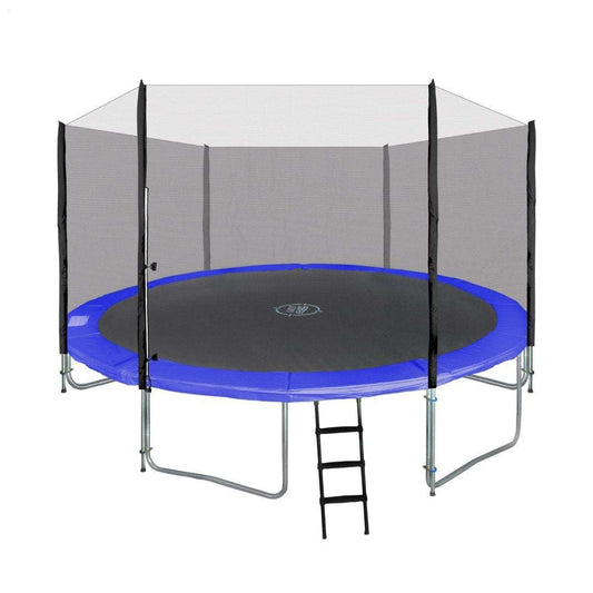 Trampolina ogrodowa SkyRamiz 366 cm niebieska z siatką ochronną i drabinką dla dzieci
