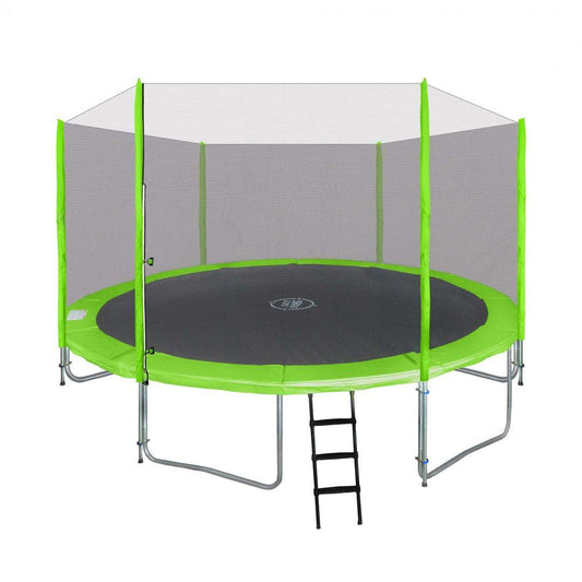 Trampolina ogrodowa SkyRamiz 427 cm zielona z siatką ochronną i drabinką dla dzieci